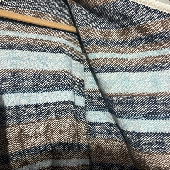 Lucky Brand Open-Front Aztec Print Cardigan Blue White Brown Size Medium Tribal - Picture 5 of 6